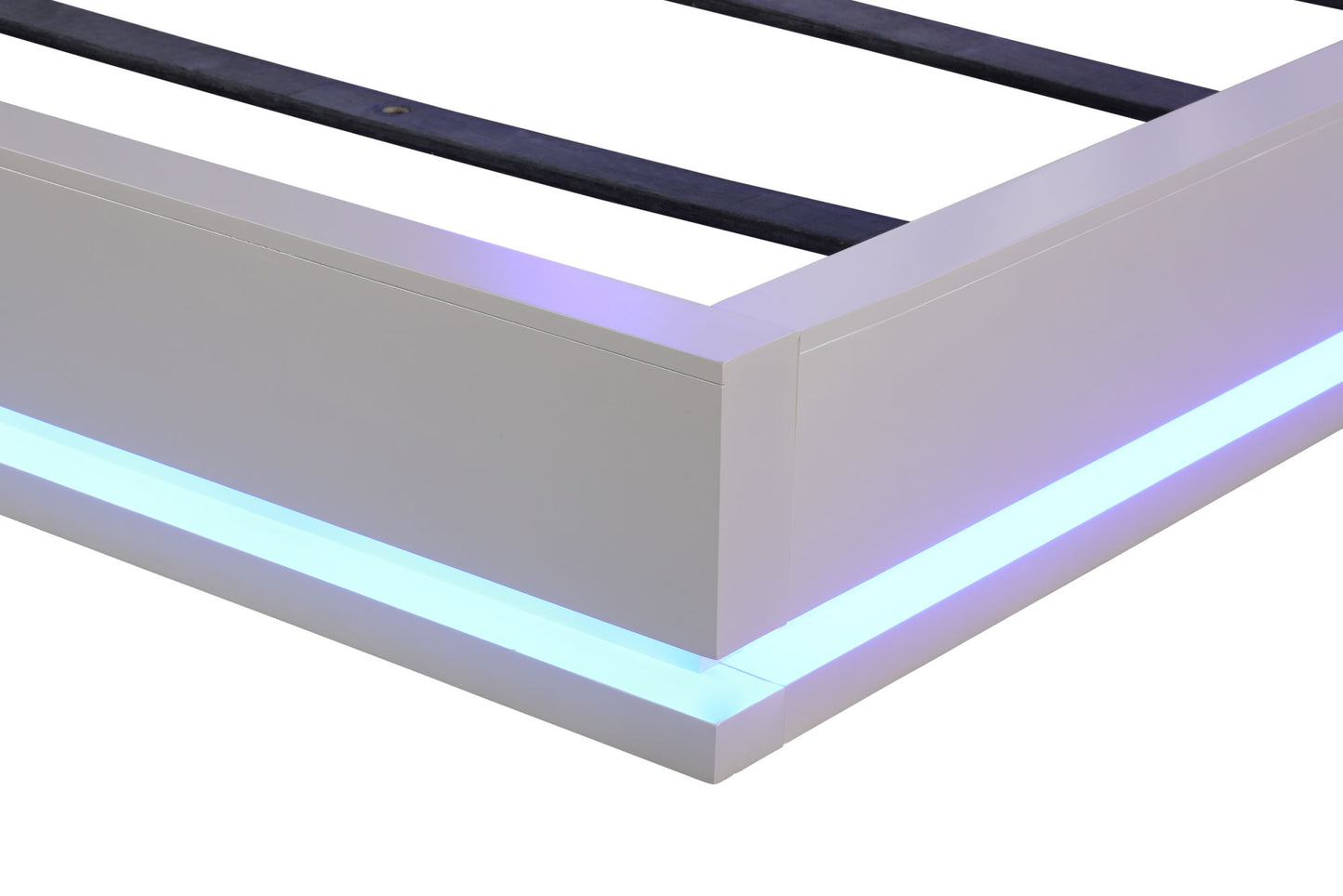 perla queen size led bed made with wood in milky white