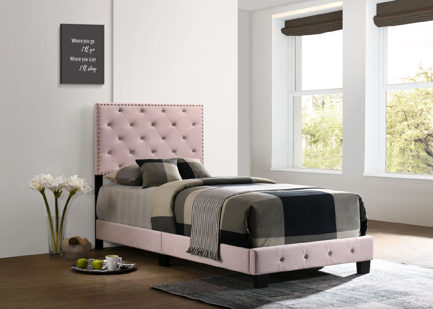 suffolk twin bed , pink