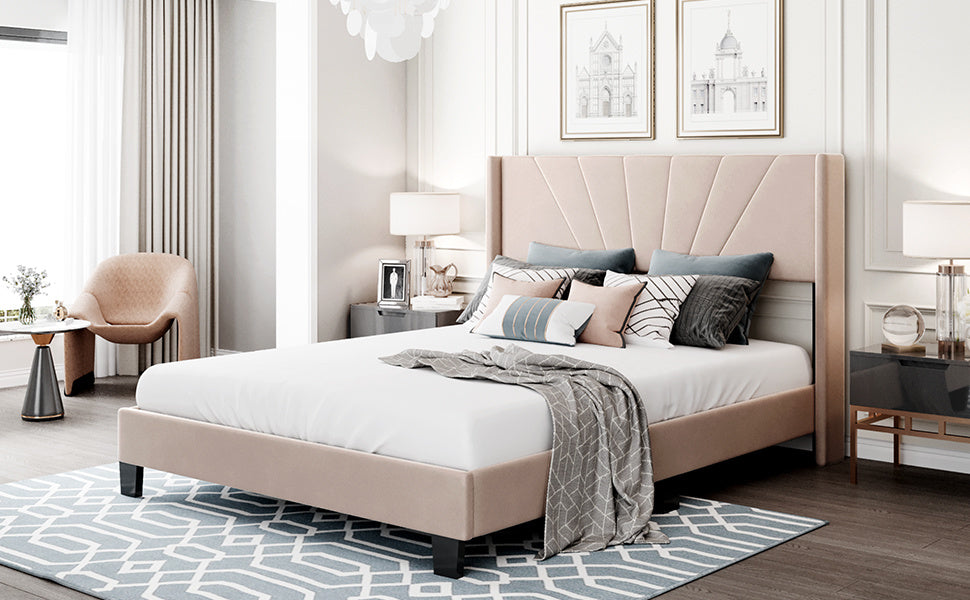 amanda velvet upholstered platform bed
