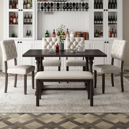 Upholstered 6-Piece Dining Table Set