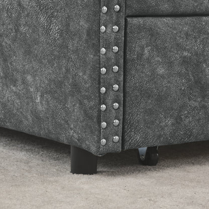 Upholstered Tufted Daybed Sofa bed with Drawers, Grey