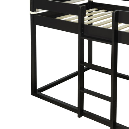 Twin Over Twin Bunk Bed Wood Bed with Tent