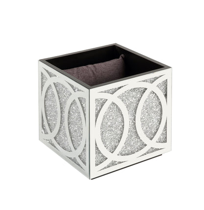 ACME Noralie OTTOMAN W/STORAGE Mirrored & Faux Diamonds