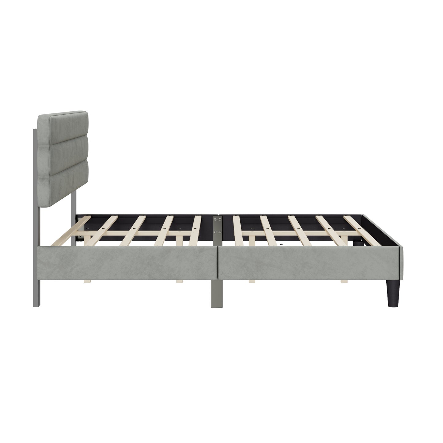 rudy queen bed frame with headboard, grey