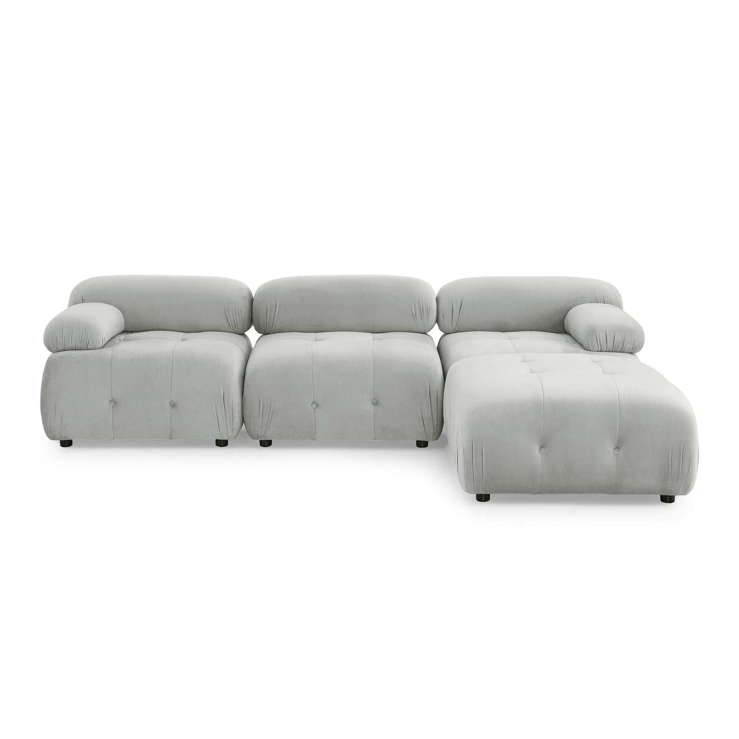 modular sectional sofa, button tufted designed and diy combination,l shaped couch with reversible ottoman, grey velvet