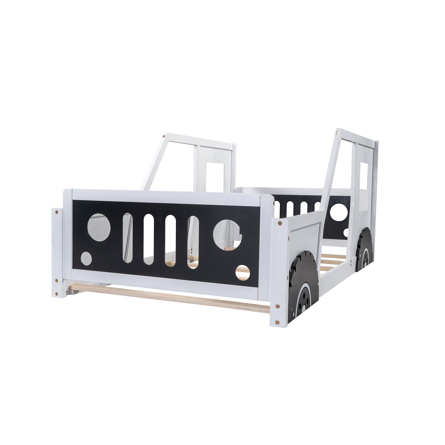 twin size classic car-shaped platform bed with wheels