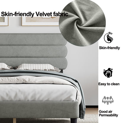 Rudy Queen Bed Frame with Headboard, Grey