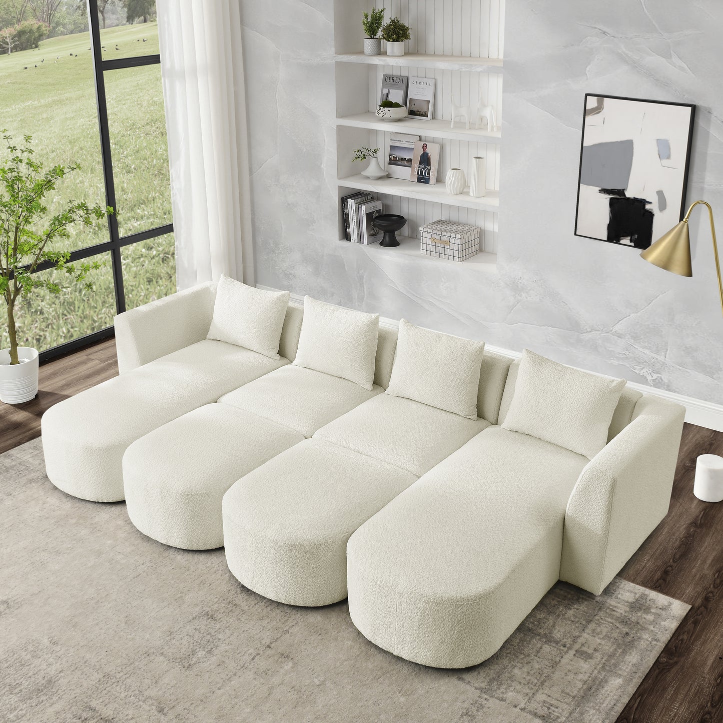 barney u shape sectional sofa, beige