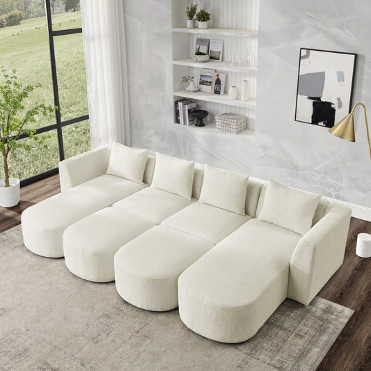 Barney U Shape Sectional Sofa, Beige
