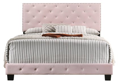 Velvet Suffolk Upholstered Bed, PINK