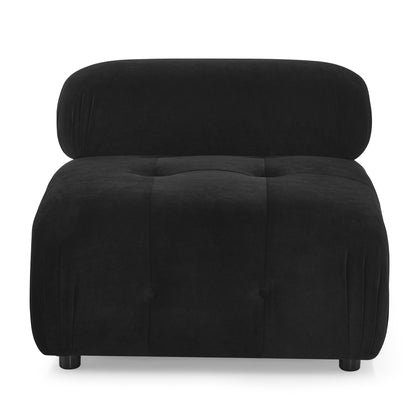 Button Tufted Modular Sectional Sofa, Black Velvet