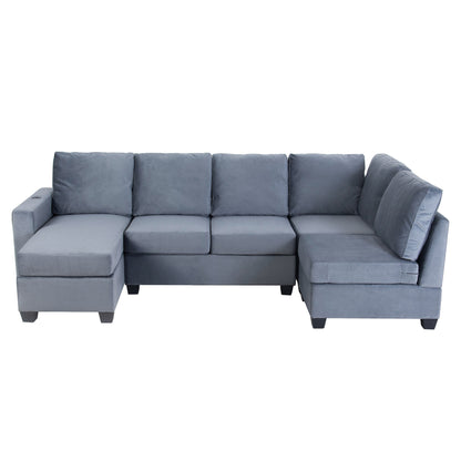 Modern L shape Sectional Sofa With USB Charging Port, Grey