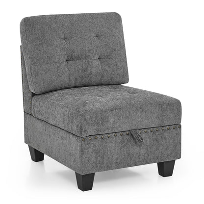 U shape Modular Sectional Sofa includes Seven Single Chair, Four Corner and One Ottoman, Grey