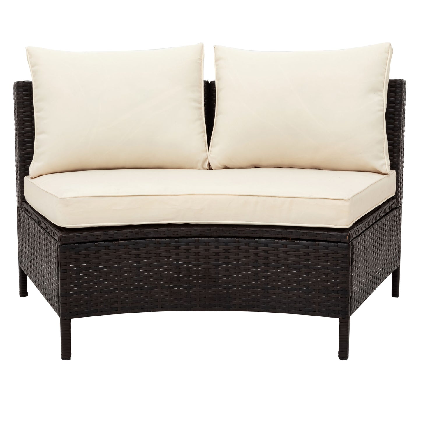 5 pieces all-weather brown pe rattan wicker sofa set