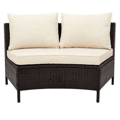 5 Pieces All-Weather Brown PE Rattan Wicker Sofa Set