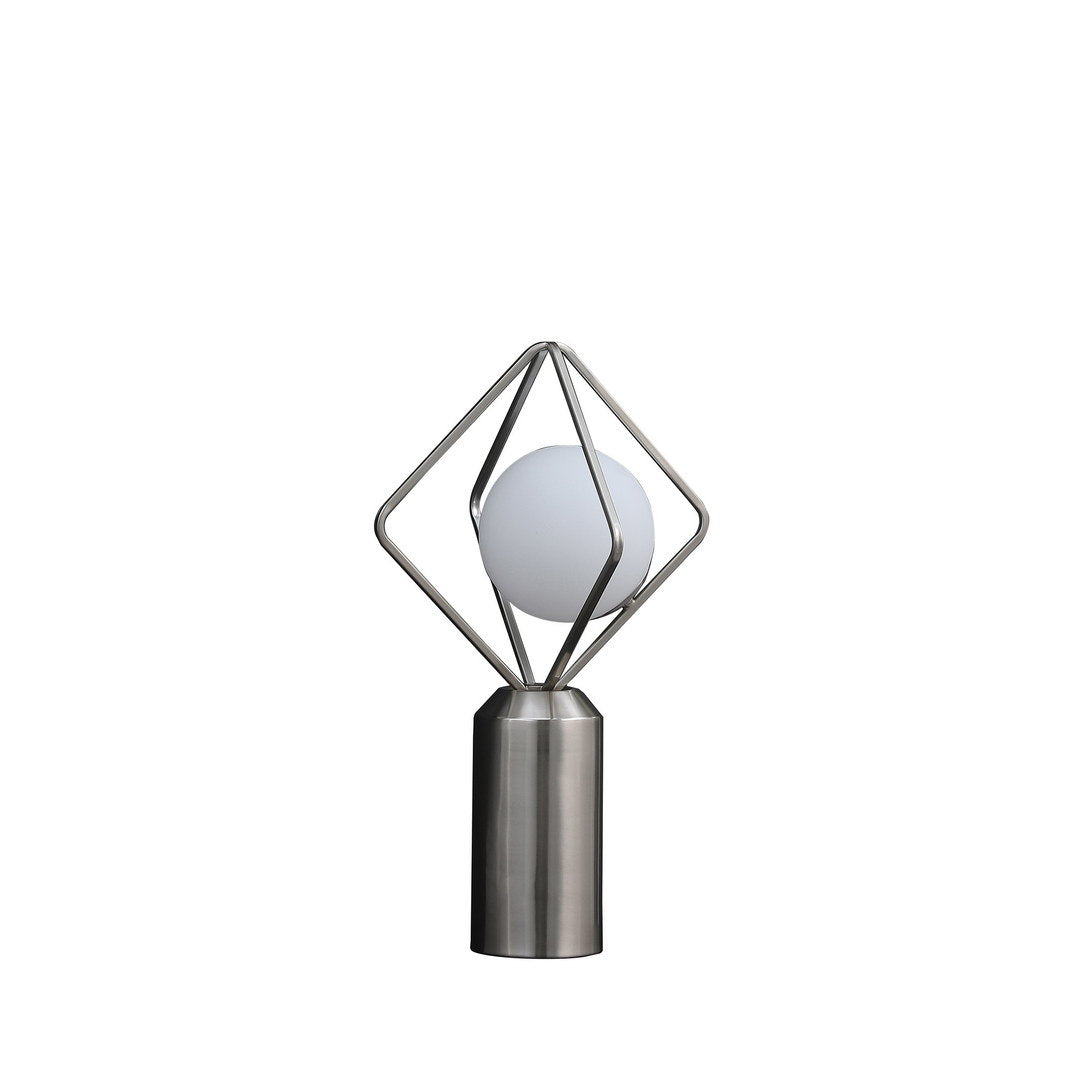 19.5"in ernst modern monoclinic pendeloque silver metal table lamp