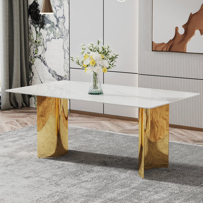 Zara Marble Dining Table, Gold