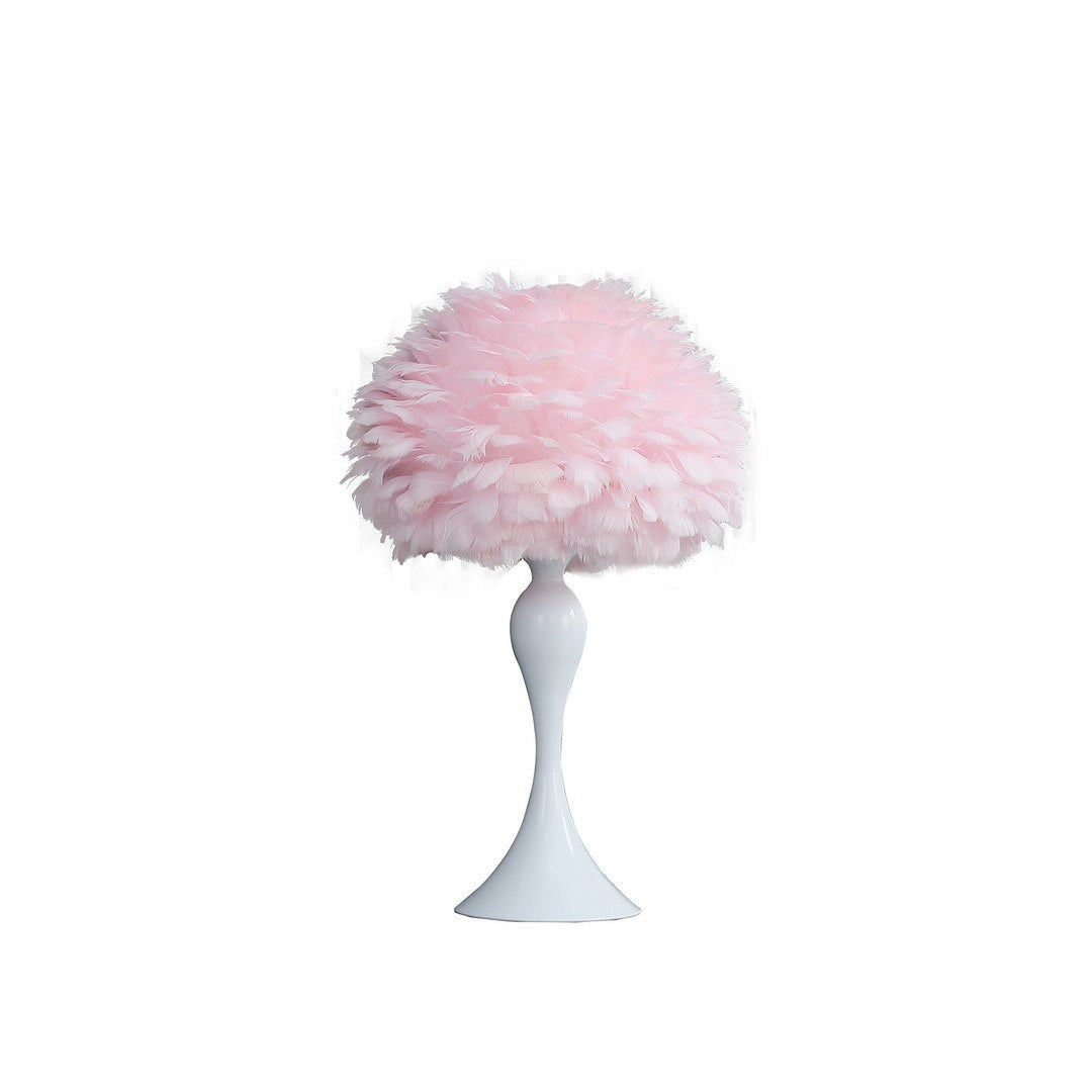 soft pink feather aquina crisp white contour glam table lamp