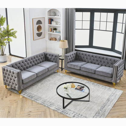 Sara Velvet Sofa, Grey Velvet