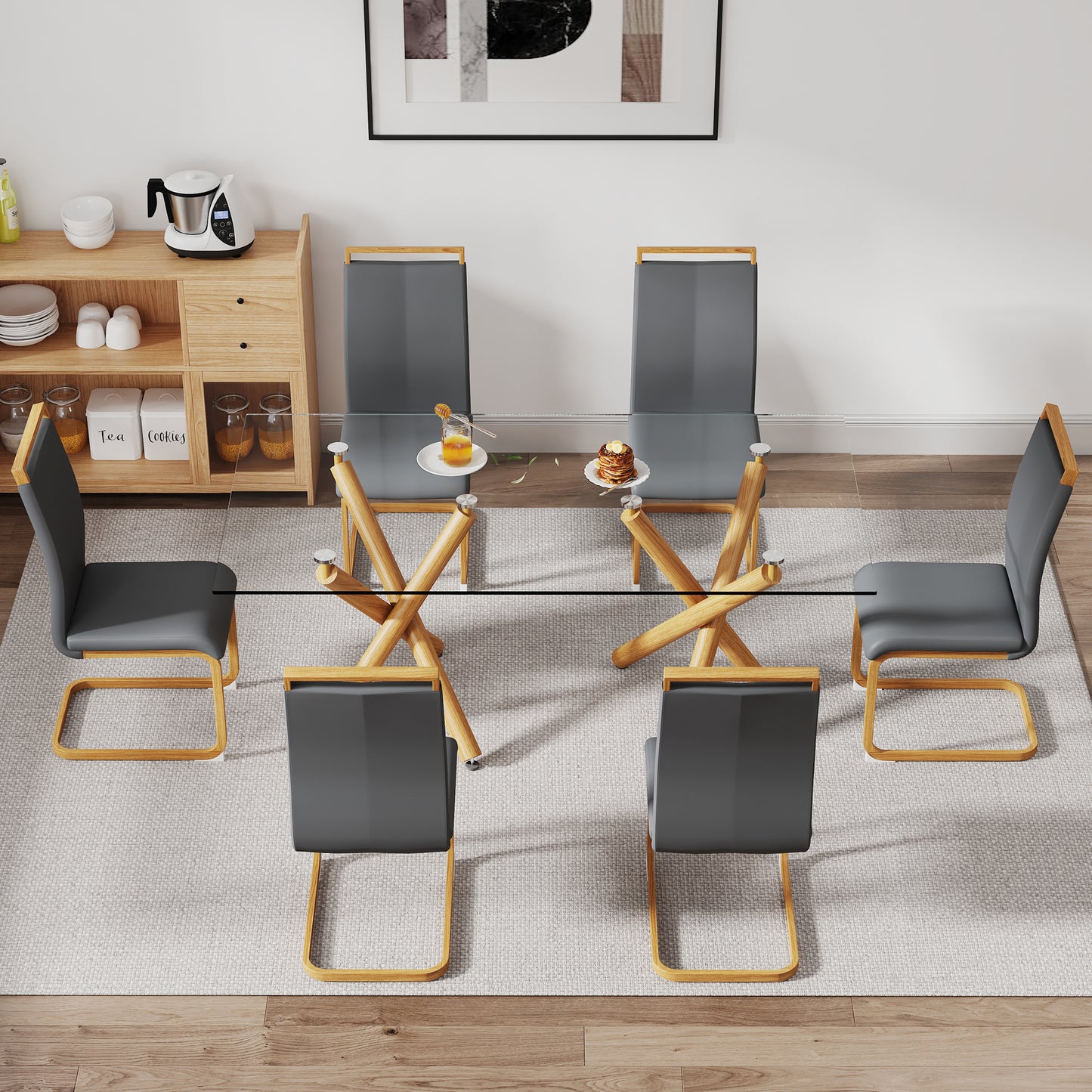 remi dining table set, grey