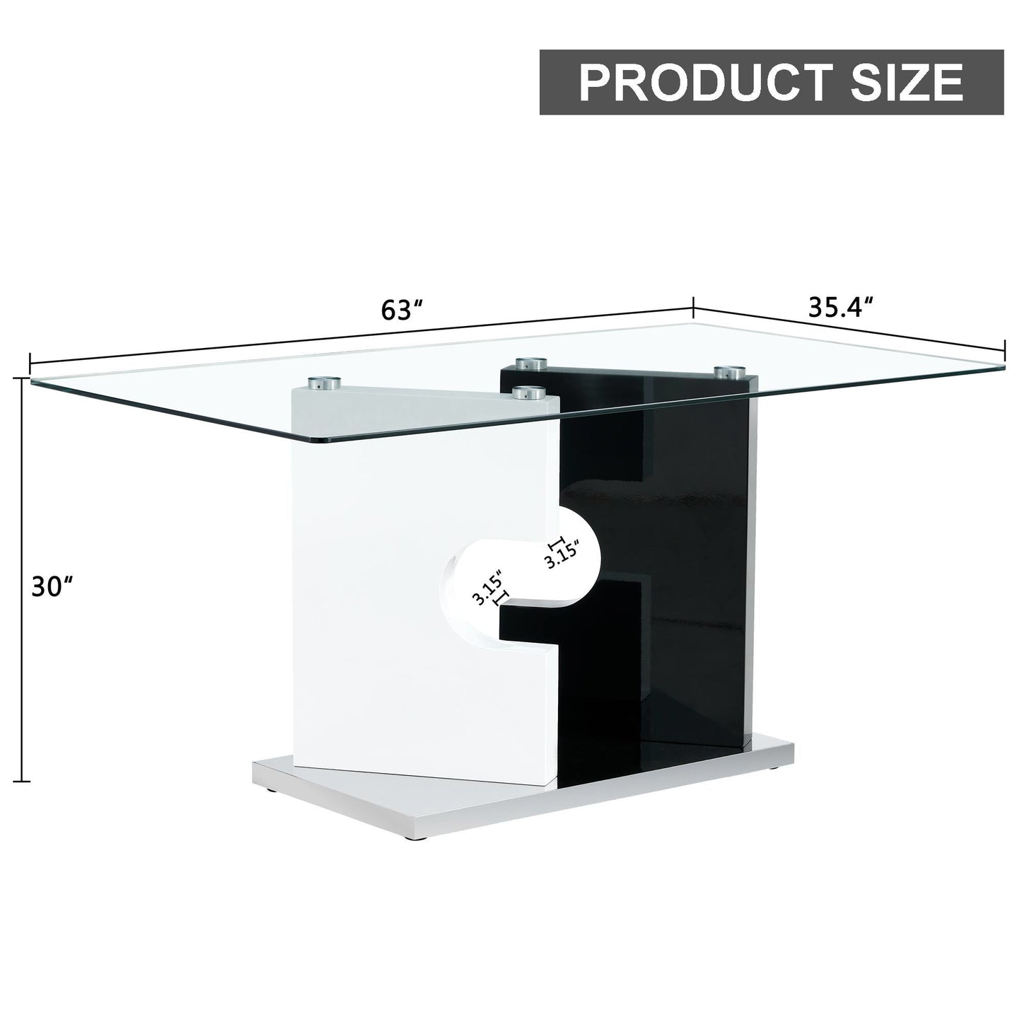 ruby 6-piece dining table set, black/white