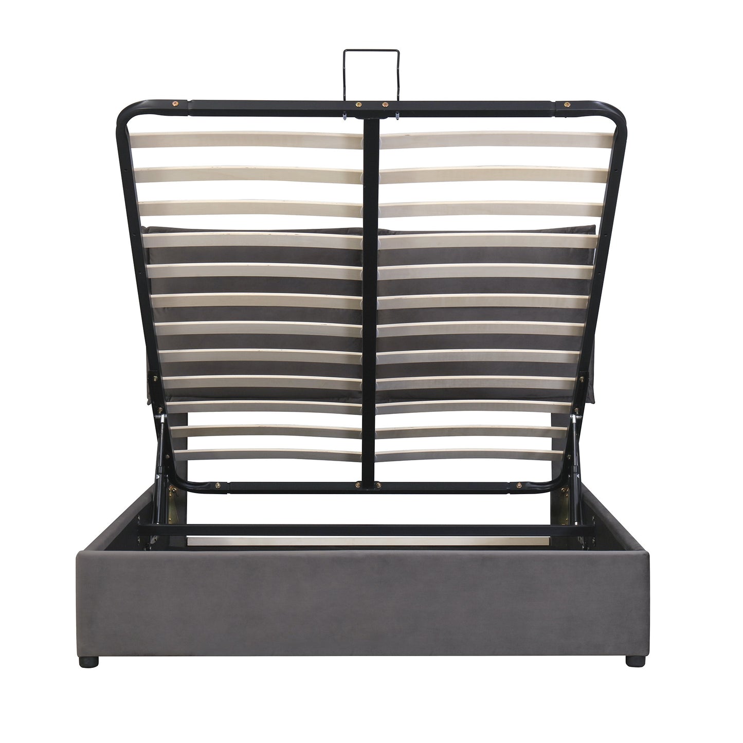 upholstered platform bed with a hydraulic storage system