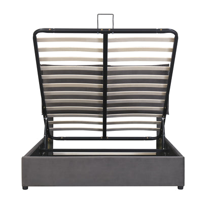 Upholstered Platform bed with a Hydraulic Storage System