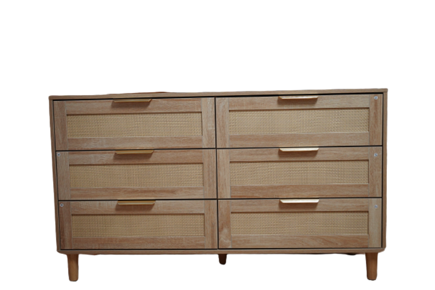 modern 6 drawer rattan dresser