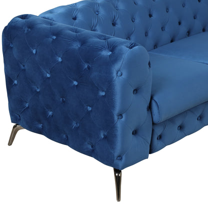 Sara Velvet Upholstered Sofa Blue