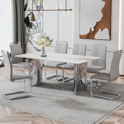 Zara Marble Dining Table, Silver