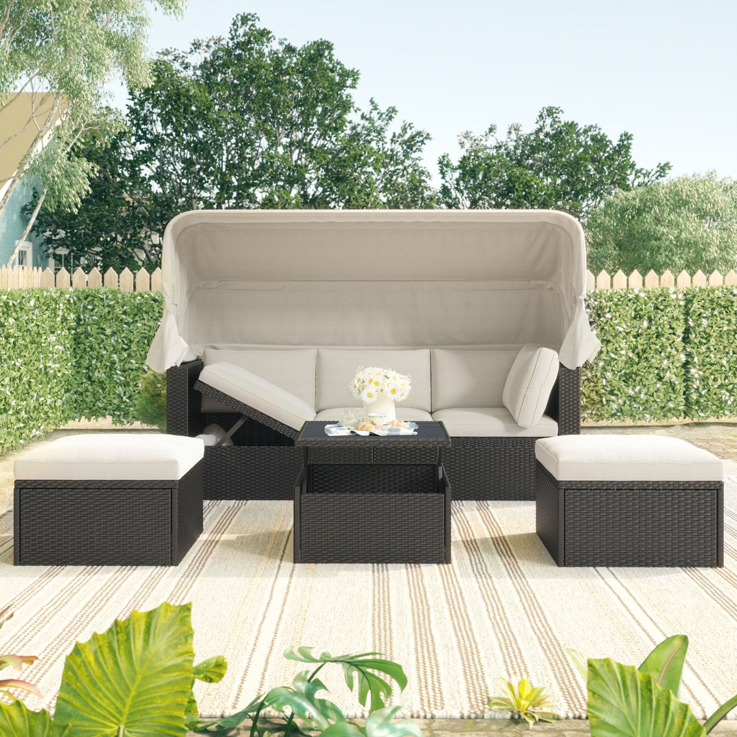 betty rectangle daybed with retractable canopy