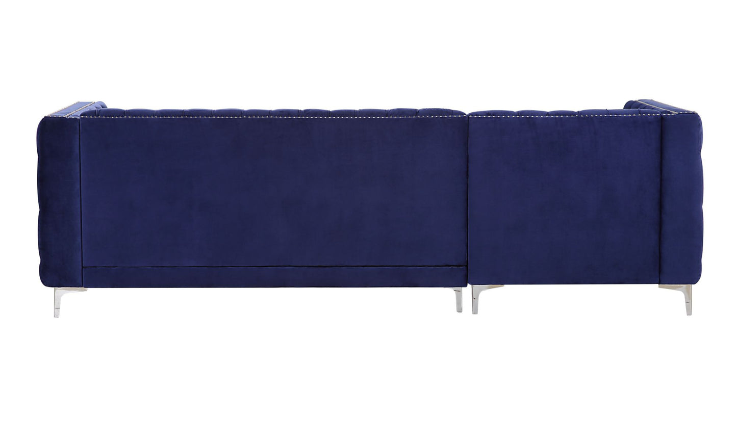 acme sullivan sectional sofa with storage, navy blue velvet