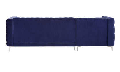 ACME Sullivan Sectional Sofa with Storage, Navy Blue Velvet