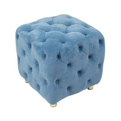 Blue Modern Velvet Upholstered Ottoman