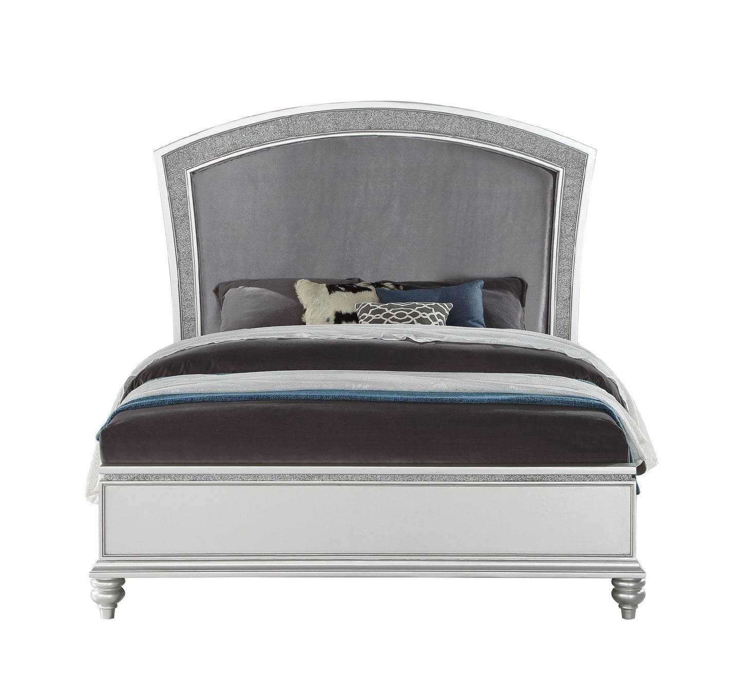 acme maverick queen bed, fabric & platinum