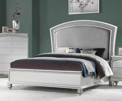 ACME Maverick Queen Bed, Fabric & Platinum