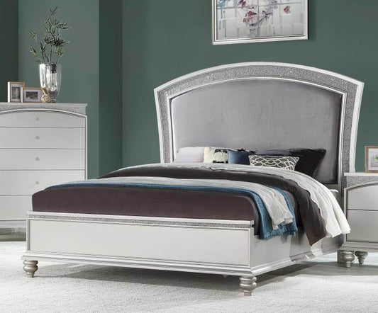 ACME Maverick Queen Bed, Fabric & Platinum