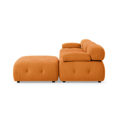 Button Tufted Modular Sectional Sofa, Navy Velvet