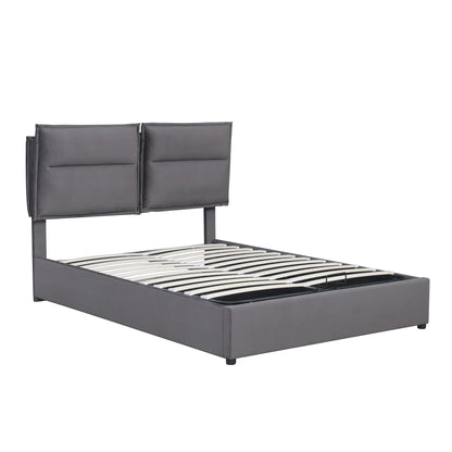 Upholstered Platform bed with a Hydraulic Storage System