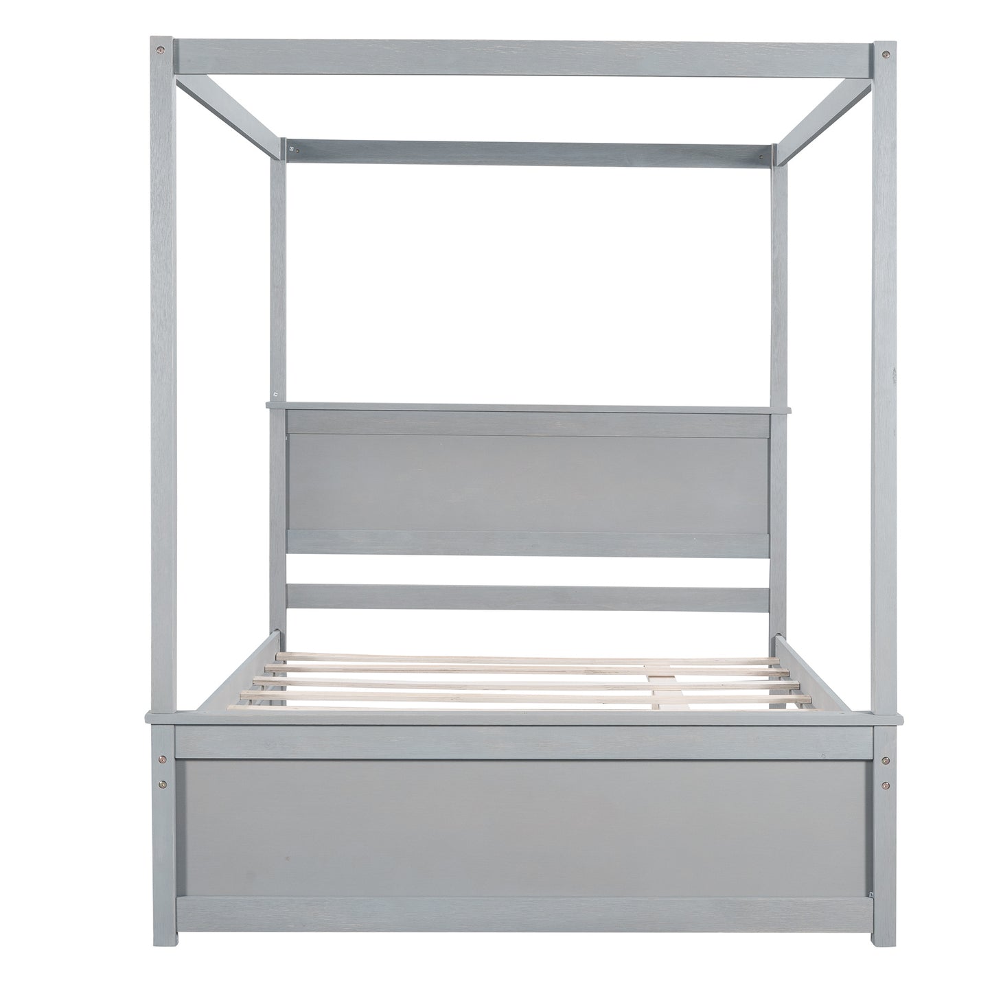 wood canopy bed with trundle