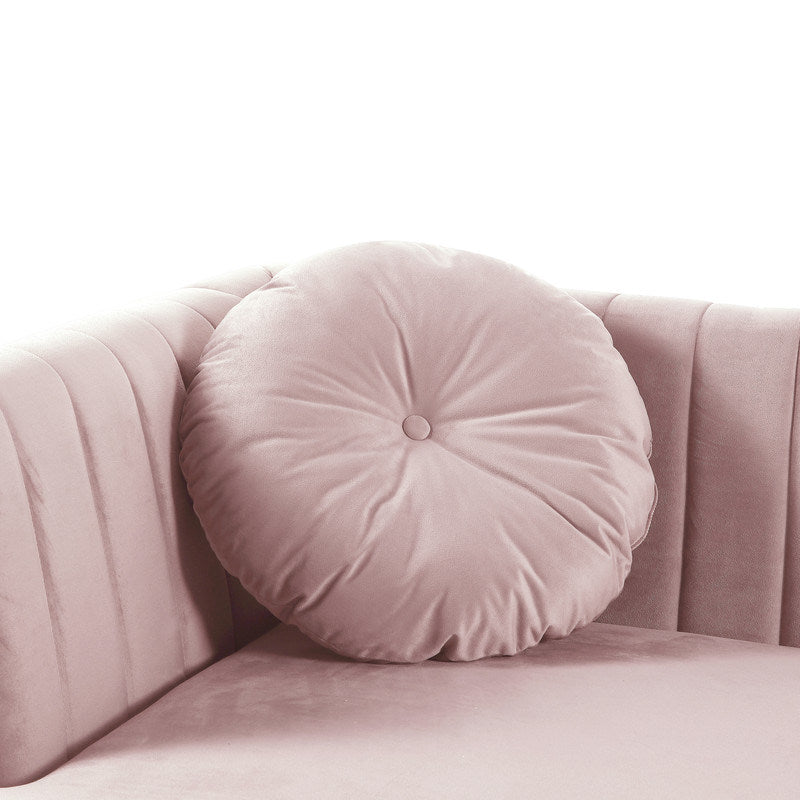 chloe velvet sectional sofa chaise with usb charging port, pink