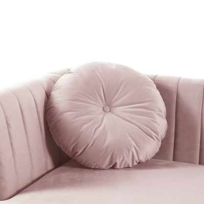 Chloe Velvet Sectional Sofa Chaise with USB Charging Port, Pink