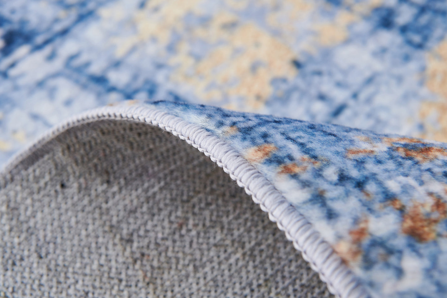 zara collection abstract design blue gold machine washable super soft area rug
