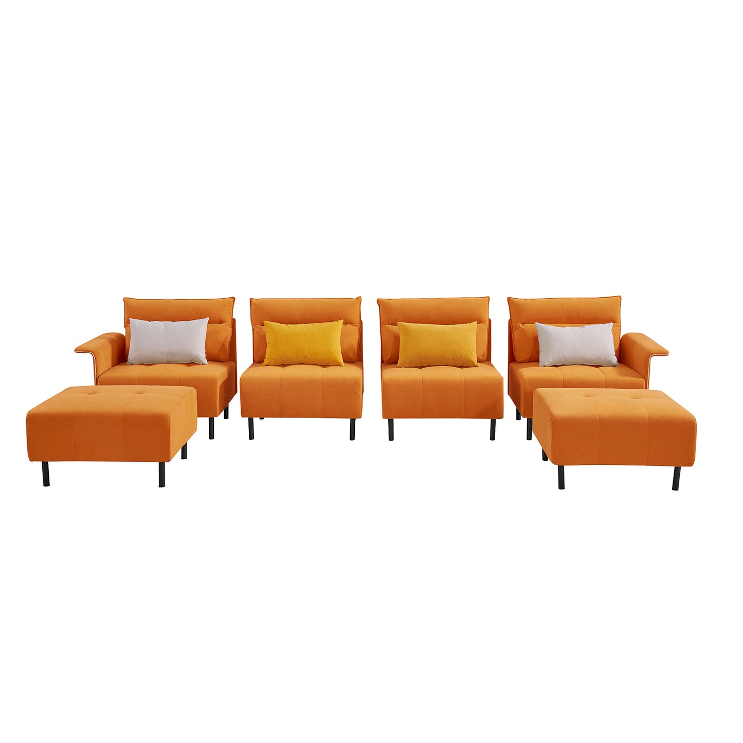 u-shaped sectional sofa with 2 removeable ottoman and 4 pillows