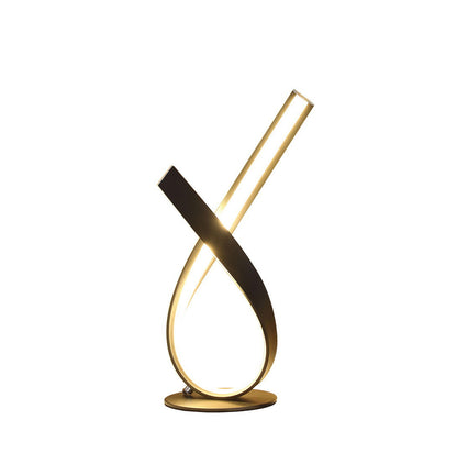 Abstract Upright Ribbon Bow LED Black Metal Table Lamp
