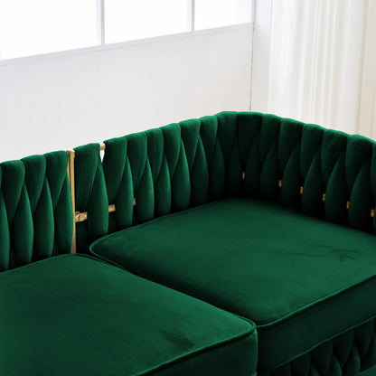 3-Piece Velvet Sofa Set, Green Velvet