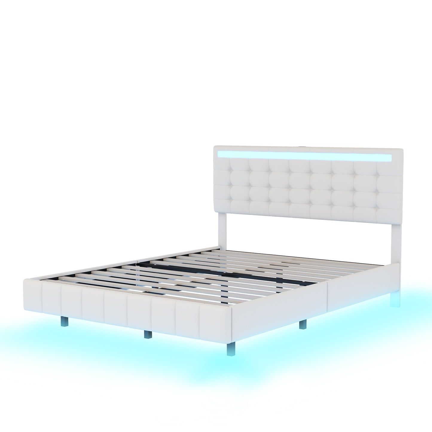 floating bed frame with led lights and usb charging #5