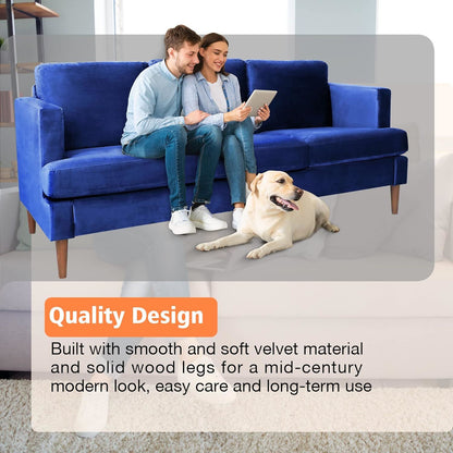 Velvet Tufted Couch, Navy Blue