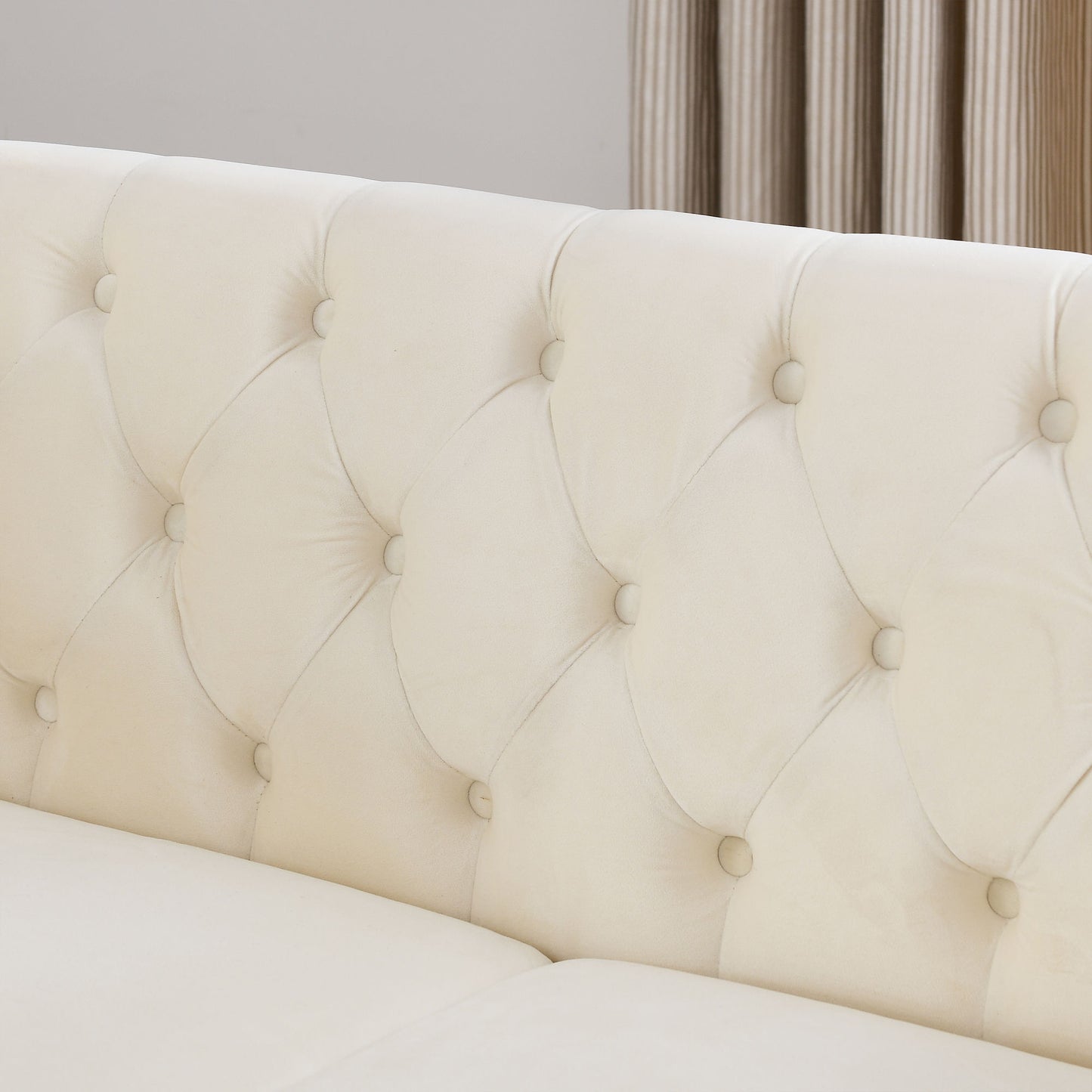 3-seater + 3-seater combination sofa, beige velvet