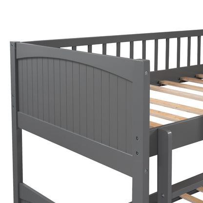 Twin Size Bunk Bed with a Loft Bed attached and Two Drawers, Gray